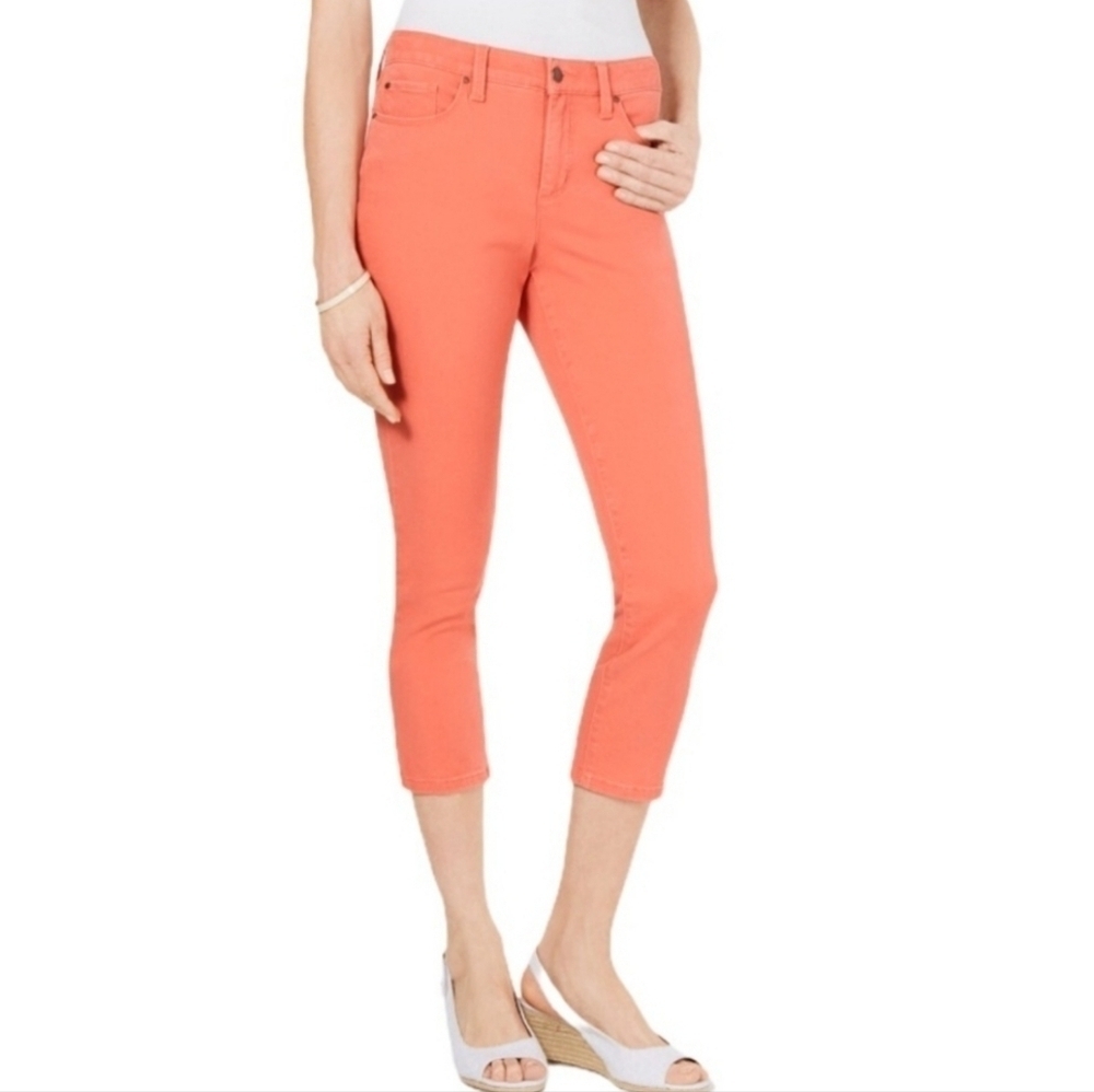 Charter Club Orange/Coral Tummy-Control Bristol Capri Jeans - Size 8
